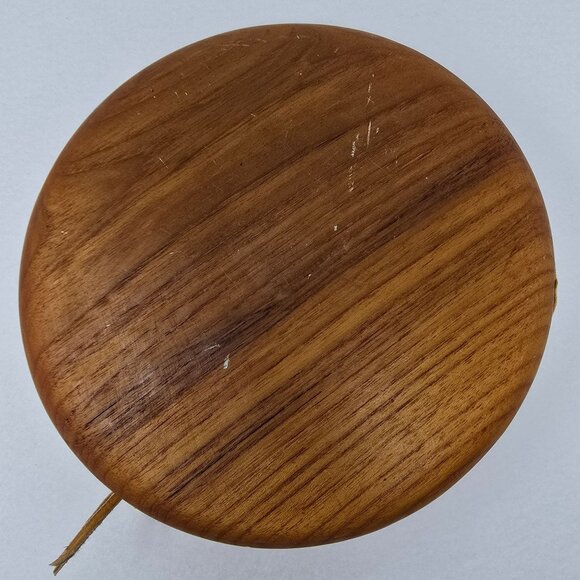 Wood Bowl 12" Leather Overlay Handmade Possibly Native American Round Wooded - Picture 12 of 14